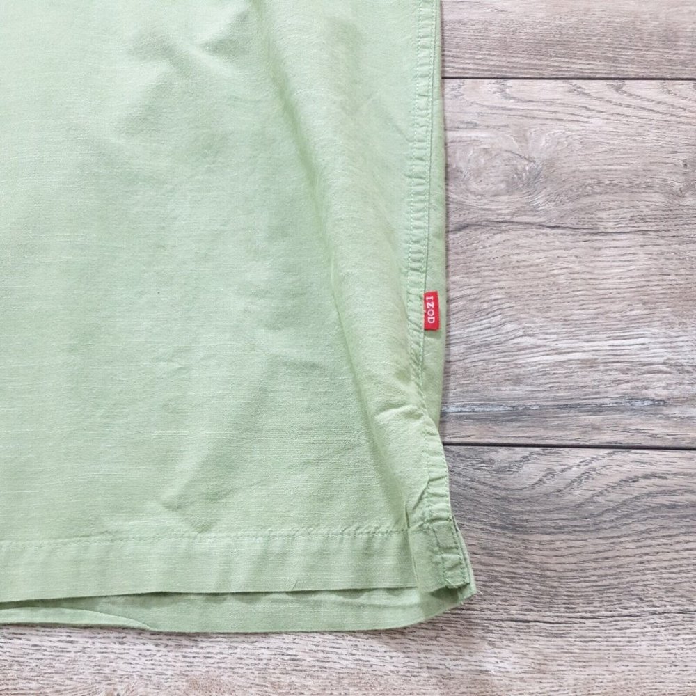 Izod Mens Large Short Sleeve Shirt Office Casual Dress Green Vacation Sport - Picture 3 of 9